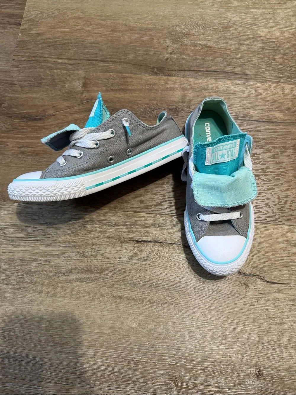 Kids Teal & Gray Low-Top Converse Sneakers